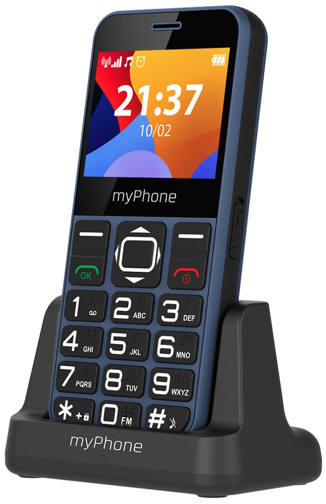 myPhone Halo 3 Senior modrý s nabíjecím stojánkem 2,31" IPS / single SIM TELMYSHALO3BL