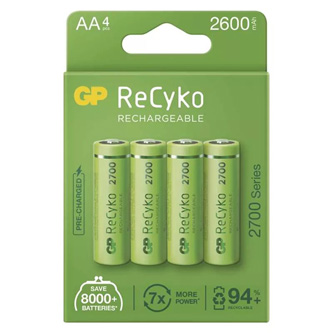 Nabíjacia batéria, AA (HR6), 1.2V, 2600 mAh, GP, papierová krabička, 4-pack, ReCyko AB122GPNAAP4