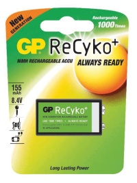 Nabíjecí baterie GP 9V Recyko+ 1ks 1033511000