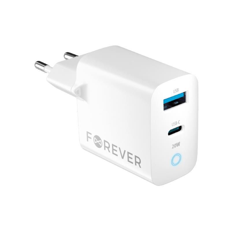 Nabíječka do sítě Forever TC-06-20AC PD QC 1x USB-C 1x USB 20W bílá GSM171394