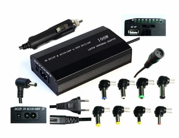 Napájací univerzálny adaptér 100W, AC 110-240V, DC 12-24V, manual, 9 koncoviek NAEC-YH-4070