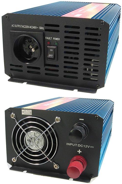 Napäťový menič Carspa P1000-12, 12V/230V1000W čistá sínusovka