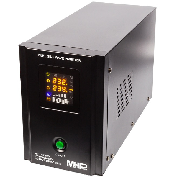 Napäťový menič MHPower MPU-1050-24 24V/230V, 1050W, funkce UPS, čistý sinus