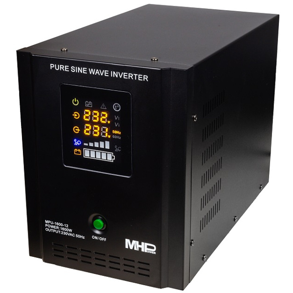 Napäťový menič MHPower MPU-1600-12 12V/230V, 1600W, funkce UPS, čistý sinus