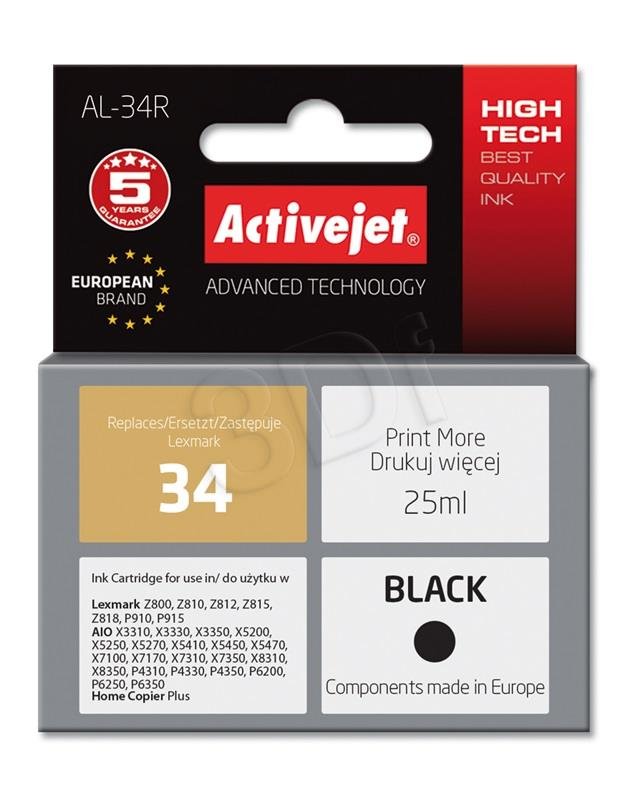 Náplň ActiveJet LEXMARK 18C0034 Bk 25ml AL-34 AL-34R
