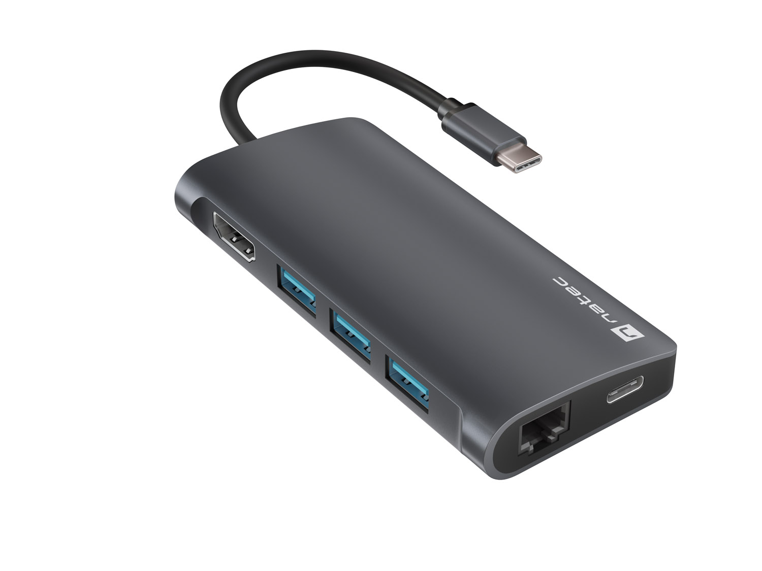 Natec multiport adaptér FOWLER 2 3X USB 3.0 HUB, HDMI 4K, USB-C, RJ45, SD, MICRO SD NMP-2162
