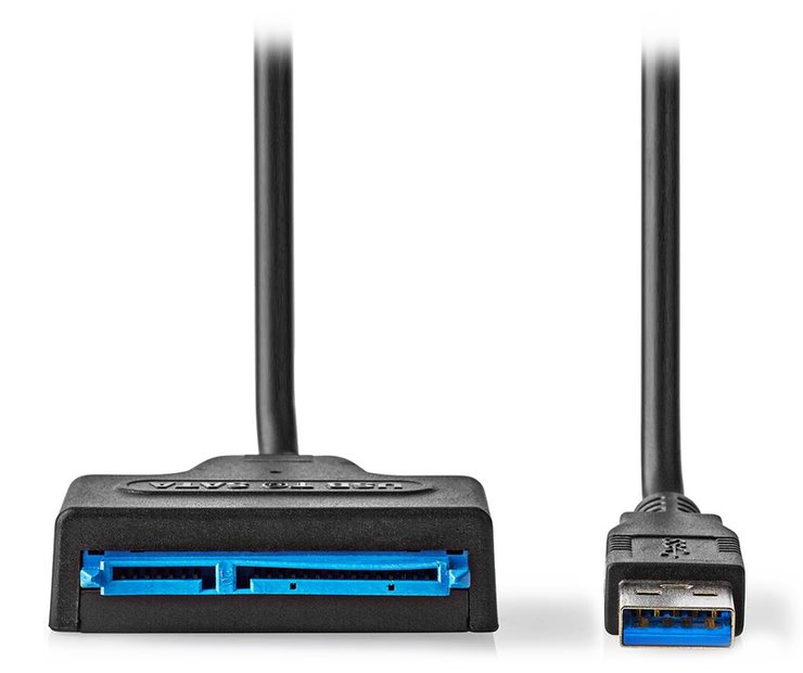 NEDIS adaptér USB 3.2 Gen1/ 2,5"/ SATA I, II, III/ napájení z USB/ 30 cm/ černý CCGB75100BK05