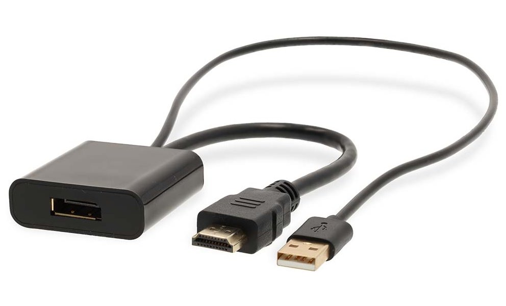 NEDIS adaptérový kabel HDMI - DisplayPort/ zástrčka HDMI - zásuvka DisplayPort/ USB napájení/ 20cm/ box/ č CCGB34300BK02
