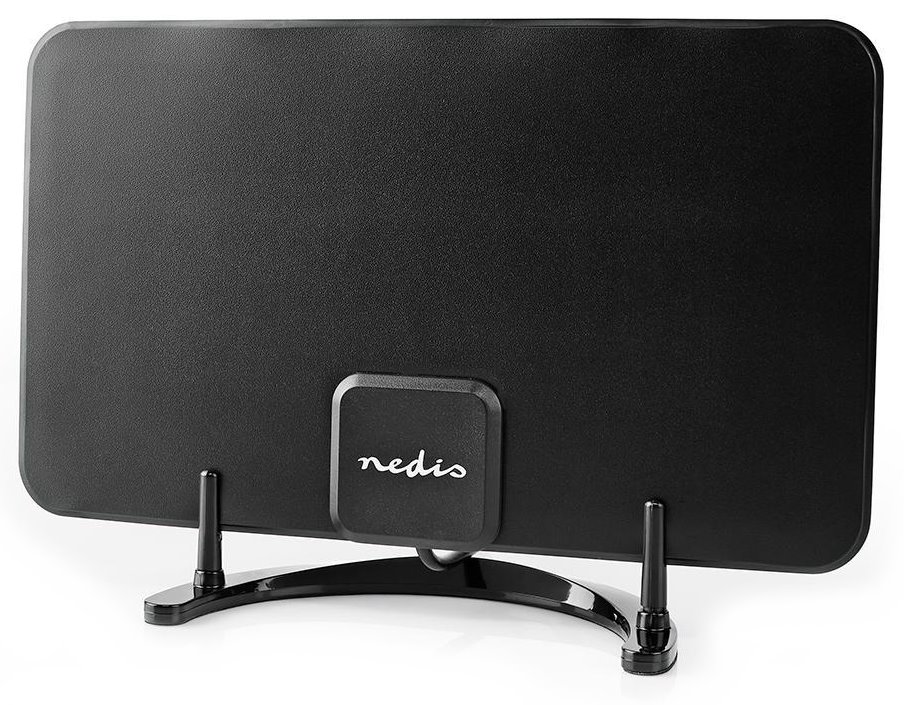 NEDIS aktivní pokojová DVB-T/T2 anténa/ FM / UHF / VHF/ rozsah příjmu 0-25 km/ LTE700/ zesílení 26 dB/ ABS ANIR2501BK700