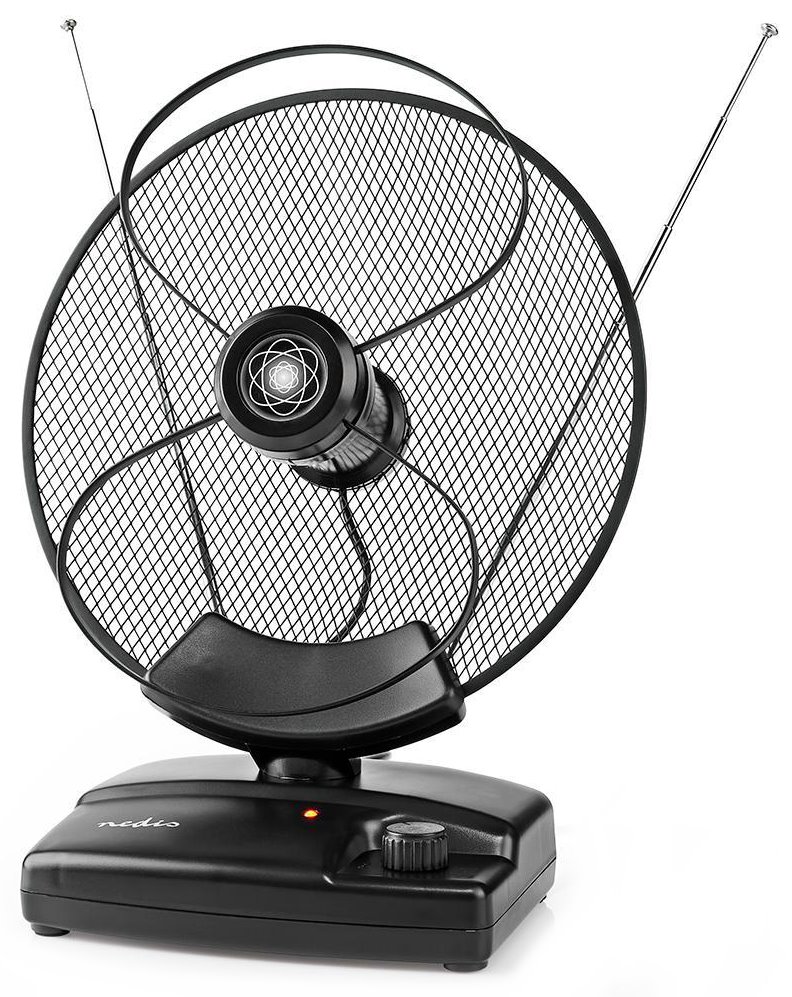 NEDIS aktivní pokojová DVB-T/T2 anténa/ FM / UHF / VHF/ rozsah příjmu 0-25 km/ LTE700/ zesílení 36 dB/ ovl ANIR2503BK700