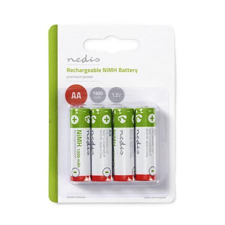 Nedis BANM13HR64B - Dobíjecí Ni-MH Baterie AA | 1.2 V | 1 300 mAh | 4 kusy | Blistr