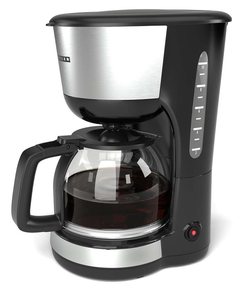 NEDIS Butler kávovar/ na deset šálků/ objem 1,25 l/ automatické vypnutí/ nerezová ocel/ černý 16100128