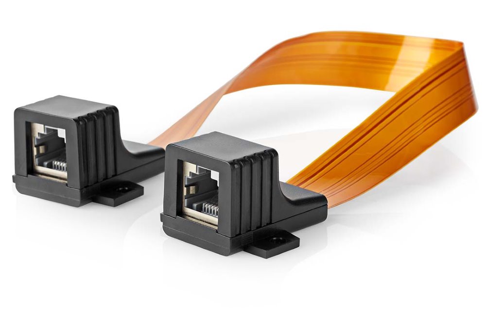 NEDIS Cat 5e UTP kabel/ RJ45 zásuvka - RJ45 zásuvka/ na okenní rámy/ vnitřní a venkovní/ plochý/ nylon/ če CCGB85901BK03