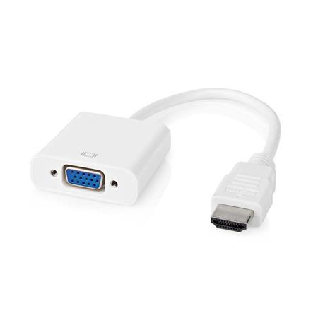 Nedis CCGB34900WT02 - HDMI™ – VGA Kabel | Konektor HDMI™ - VGA Zásuvka + 3,5mm výstup | 0,2 m | Bílá barva