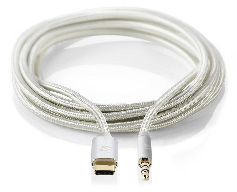 Nedis CCTB65940AL10 - USB-C Sluchátkový Kabel s Adaptérem | USB-C Zástrčka – 3,5 mm Zástrčka | 1 m | Hliníkový