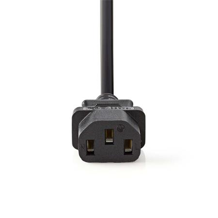 Nedis CEBW10000BK20 - Napájecí Kabel | Úhlová zástrčka Schuko - C13 (IEC-230-C13) | 2 m | Černá barva
