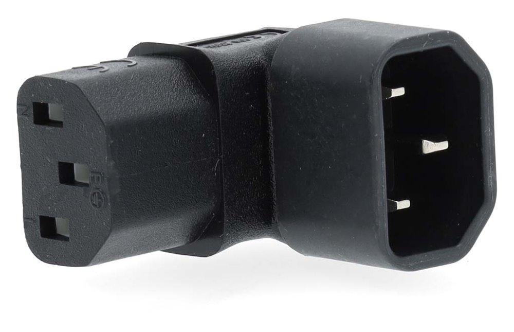 Nedis CEGB1190BK - Rozšíření Plug | IEC-320-C13 | IEC-320-C14 | Úhlový 90° | Poniklované | PVC | Černá |