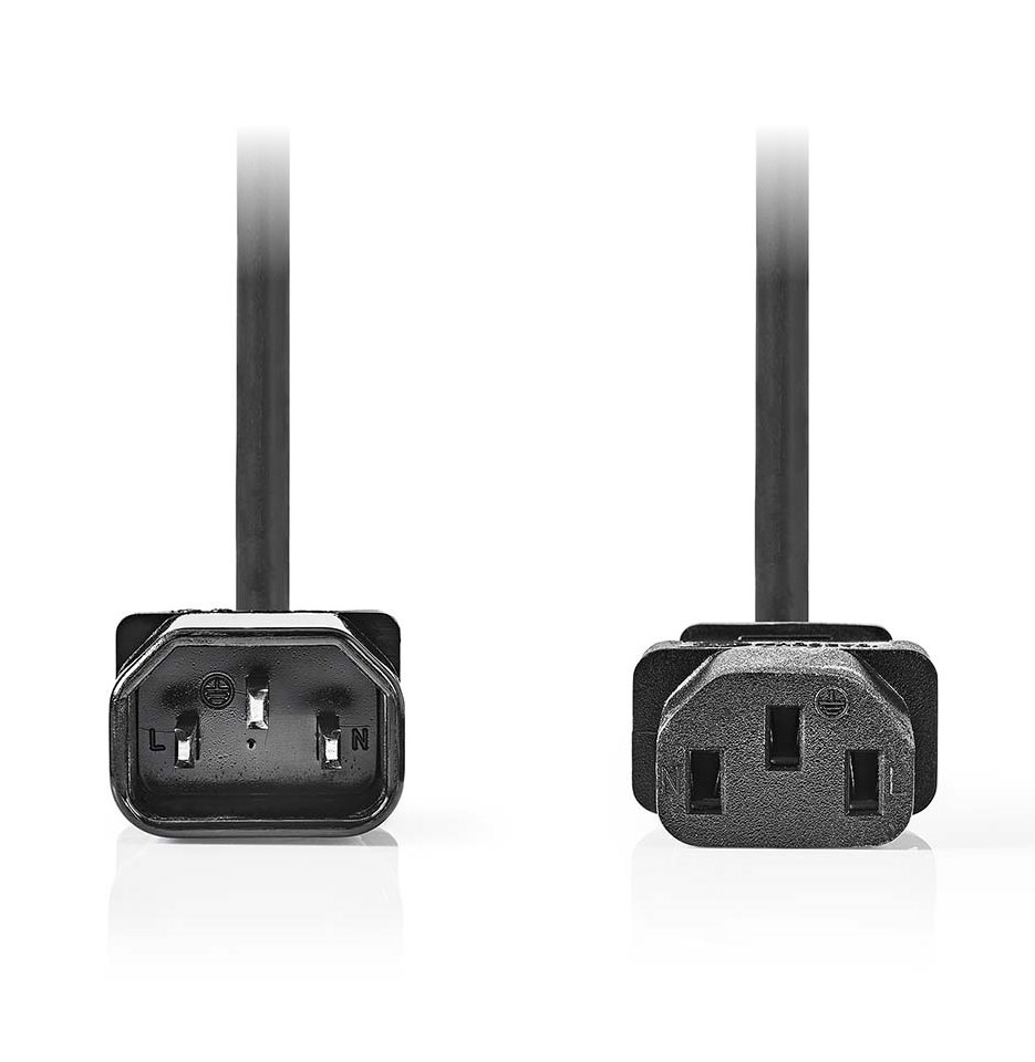 Nedis CEGL10500BK30 - Napájecí kabel | IEC-320-C14 Zásuvka – IEC-320-C13 Zásuvka | Přímý | Přímý | 3 m | Černá