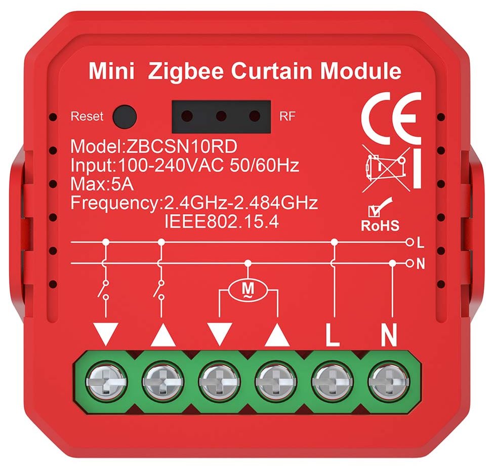 NEDIS chytrý spínač žaluzií/rolet/ 1000W/ připojení terminálu/ Zigbee 3.0/ Android/ iOS/ Nedis® SmartLife/ čer ZBCSN10RD