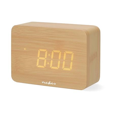 Nedis CLDK2008BN - Digitální Stolní Budík| LED | Podsvícení | Funkce odloženého buzení | Dřevo
