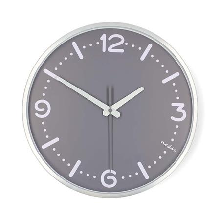 Nedis CLWA3226SS - Nástěnné hodiny | Průměr: 300 mm | Hliník | Tichý pohyb | Kov
