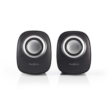 Nedis CSPR10020BK - PC reproduktor | 2 | 12 W | Jack 3,5 mm | Černá / Stříbrná