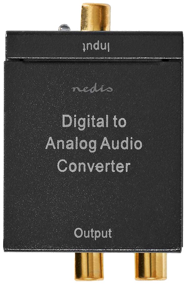 NEDIS digitální audio převodník/ vstup 1x digitální RCA / 1x TosLink/ výstup 1x (2x RCA) / 1x 3,5 mm / černý ACON2510BK