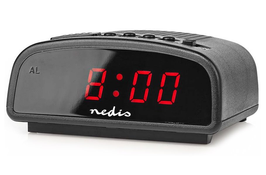 NEDIS digitální stolní budík/ LED displej/ funkce odloženého buzení/ jeden alarm/ černý CLDK008BK