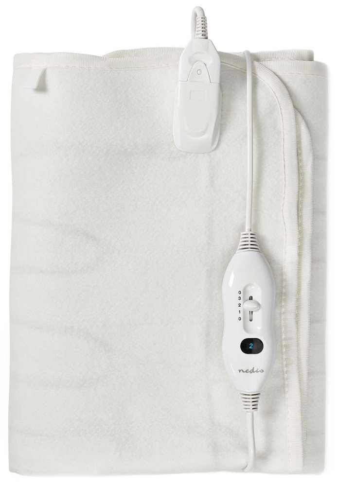 NEDIS elektrická deka/ 1 osoba/ 150 x 80 cm/ 3 nastavení teploty/ ochrana proti přehřátí/ Polyester PEBL110CWT1