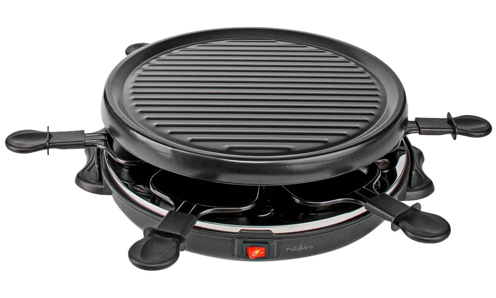 NEDIS Gourmet / Raclette gril/ elektrický/ spotřeba 800W/ pro 6 osob/ nepřilnavý povrch/ černý FCRA210FBK6