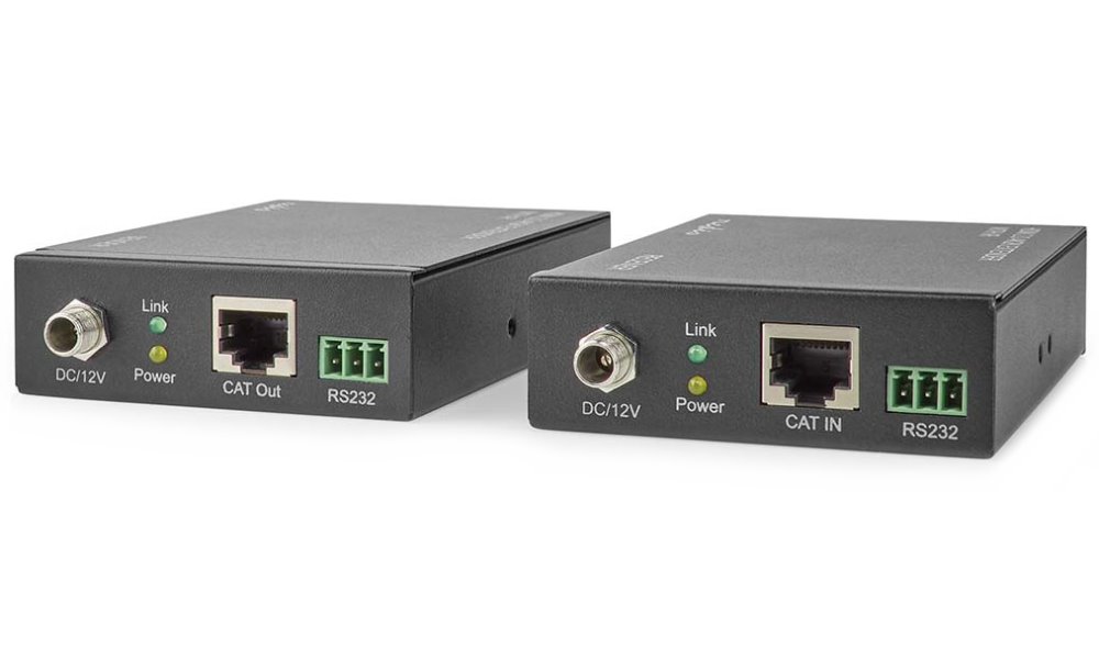 NEDIS HDMI extender/ přes Cat6/ do 60 m/ 4K@60Hz/ 18 Gbps/ HDMI/ LAN/ RS-232/ kov/ antracit VREP3480AT