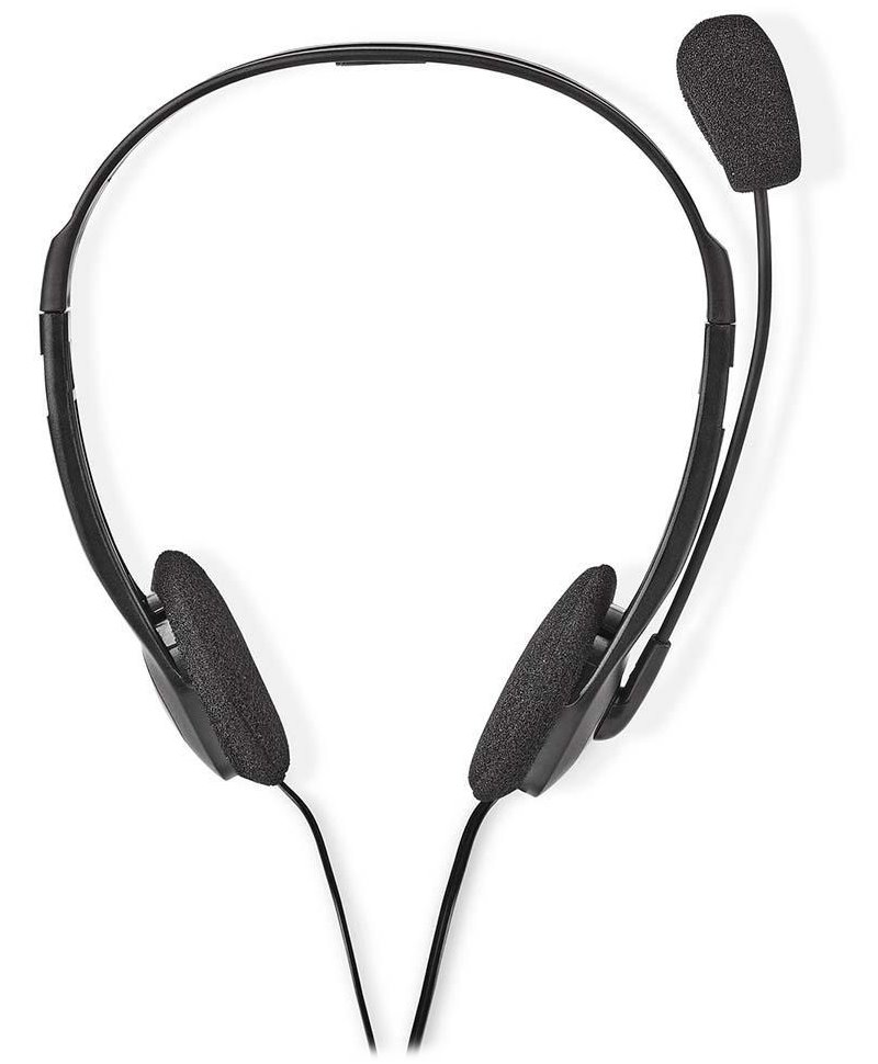 NEDIS headset CHST100BK/ drátová sluchátka + mikrofon/ 2x 3,5 mm jack/ kabel 2 m/ černý