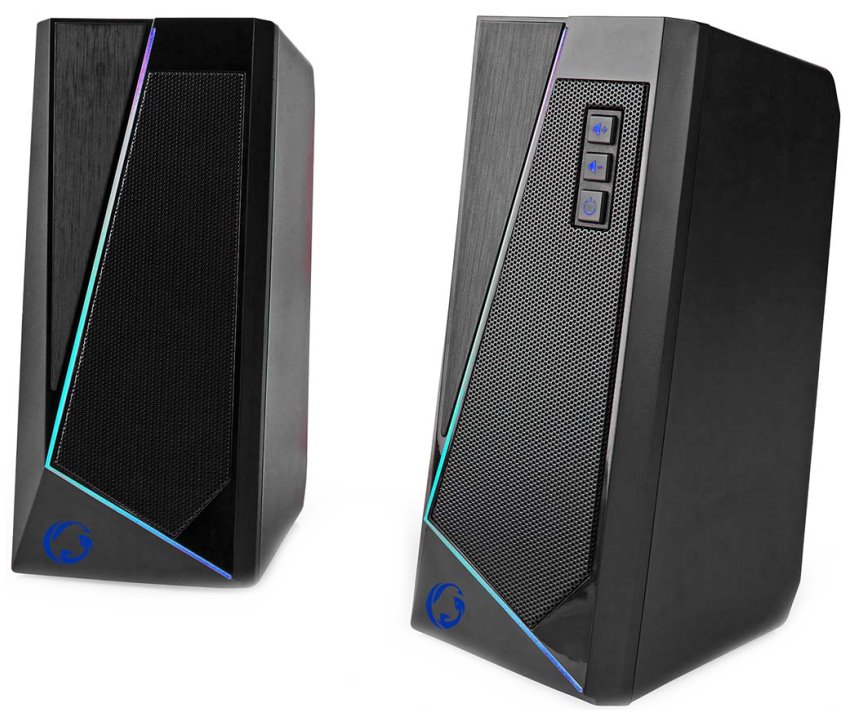 NEDIS herní reproduktory/ 2.0/ výkon 18 W/ 3,5 mm jack/ LED/ USB/ ovládání hlasitosti/ černé GSPR31020BK