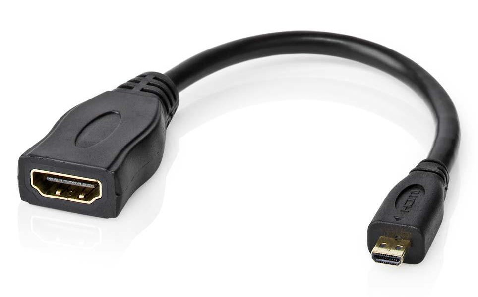 NEDIS High Speed HDMI kabel s Ethernetem/ micro HDMI zástrčka - HDMI zásuvka/ 4K@30Hz/ 10.2 Gbps/ 20cm CVGP34790BK02