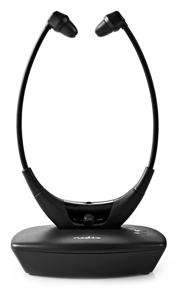 Nedis HPRF010BK - Bezdrátová TV sluchátka | RF | Do uší | Doba přehrávání na baterie: Až 4,5 hodiny | 35 m | Digitální