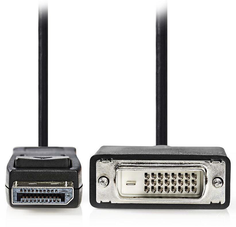 NEDIS kabel DisplayPort - DVI/ zástrčka DisplayPort - 24+1pinová zástrčka DVI-D/ černý/ bulk/ 2m CCGL37200BK20