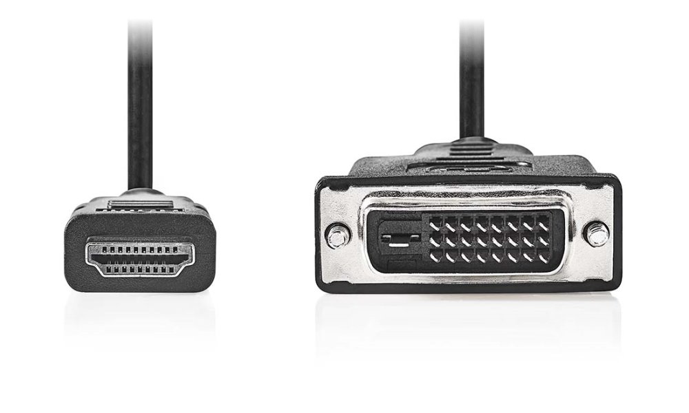 NEDIS kabel HDMI - DVI/ konektor HDMI - zástrčka DVI-D 24+1pinová/ černý/ bulk/ 2m CCGL34800BK20