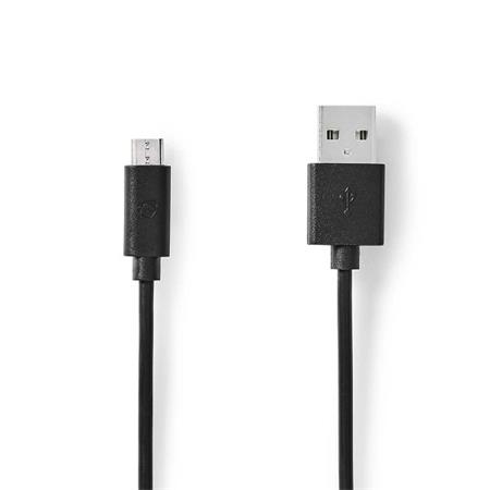 NEDIS kabel USB 2.0/ zástrčka USB-A - zástrčka USB-Micro B/ kulatý/ černý/ bulk/ 1m