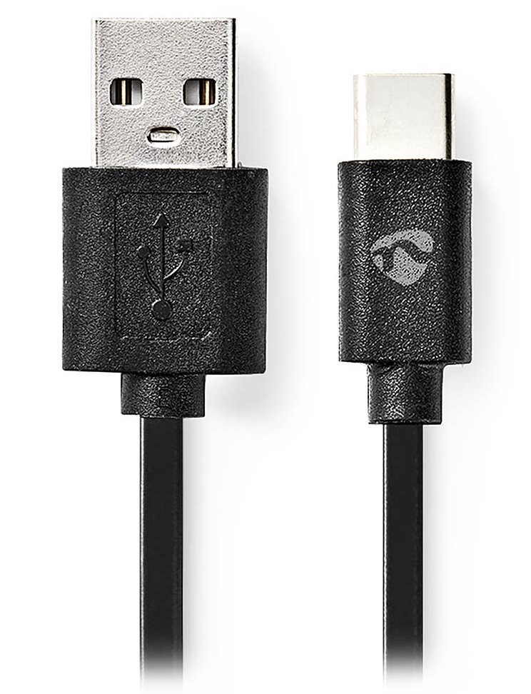 NEDIS kabel USB 2.0/ zástrčka USB-C - zástrčka USB-A/ 15W/ černý/ box/ 2m CCGB60600BK20