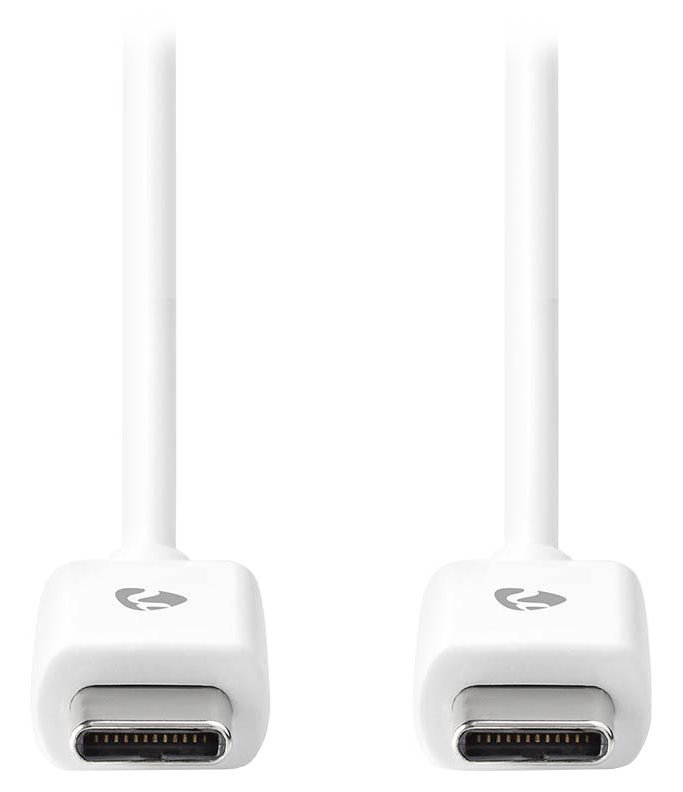 NEDIS kabel USB 2.0/ zástrčka USB-C - zástrčka USB-C/ 60 W/ 480 Mbps/ poniklovaný/ bílý/ bulk/ 3m CCGL60700WT30