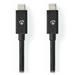 NEDIS kabel USB 3.2 Gen 2/ zástrčka USB-C - zástrčka USB-C/ 100 W/ 4K@60Hz/ 20 Gbps/ poniklovaný/ černý/ b CCGB64020BK10