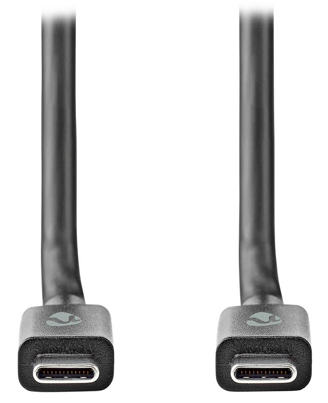 NEDIS kabel USB 3.2 Gen 2/ zástrčka USB-C - zástrčka USB-C/ 100 W/ 4K@60Hz/ 20 Gbps/ poniklovaný/ černý/ b CCGB64020BK10