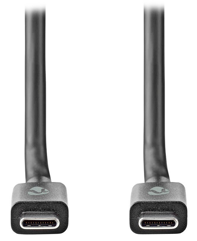 NEDIS kabel USB 3.2 Gen 2/ zástrčka USB-C - zástrčka USB-C/ 100 W/ 4K@60Hz/ 20 Gbps/ poniklovaný/ černý/ b CCGB64020BK20