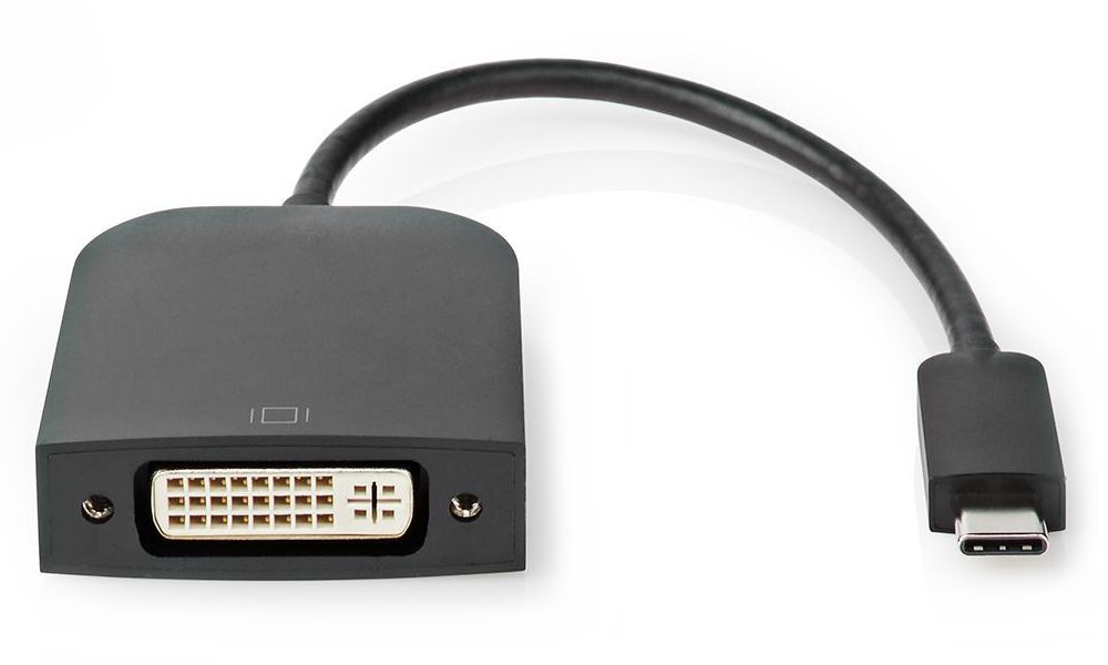NEDIS kabelový adaptér USB 3.2 Gen 1/ USB-C zástrčka - DVI-D 24+1 zásuvka/ kulatý/ černý/ 20cm CCGP64552BK02