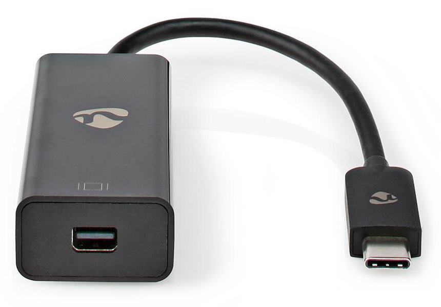NEDIS kabelový adaptér USB 3.2 Gen 1/ USB-C zástrčka - Mini DisplayPort zásuvka/ kulatý/ černý/ 20cm CCGP64452BK02