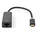NEDIS kabelový adaptér USB 3.2 Gen 1/ USB-C zástrčka - RJ45 zásuvka/ kulatý/ černý/ 20cm CCBW64952AT02