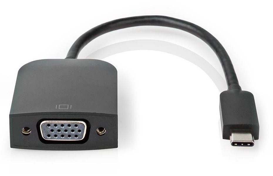 NEDIS kabelový adaptér USB 3.2 Gen 1/ USB-C zástrčka - VGA (D-SUB) zásuvka/ kulatý/ černý/ 20cm CCGP64852BK02