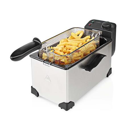Nedis KADF301FSR - Fritéza na Oleji | Objem nádoby: 3 l | 2200 W | 90 °C | 190 °C | barva hliník