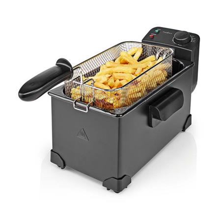 Nedis KADF302FBK - Fritéza na Oleji | Objem nádoby: 3 l | 2200 W | 90 °C | 190 °C | barva černá