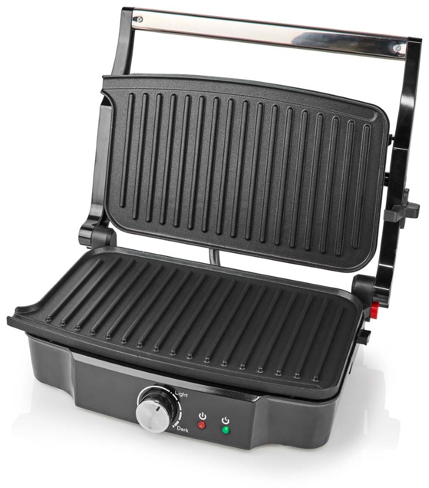 NEDIS kontaktní gril/ výkon 1500 W/ velikost desky 27,8 x 17 cm/ nerezová ocel/plast/ černo-stříbrný KAGR131FSR